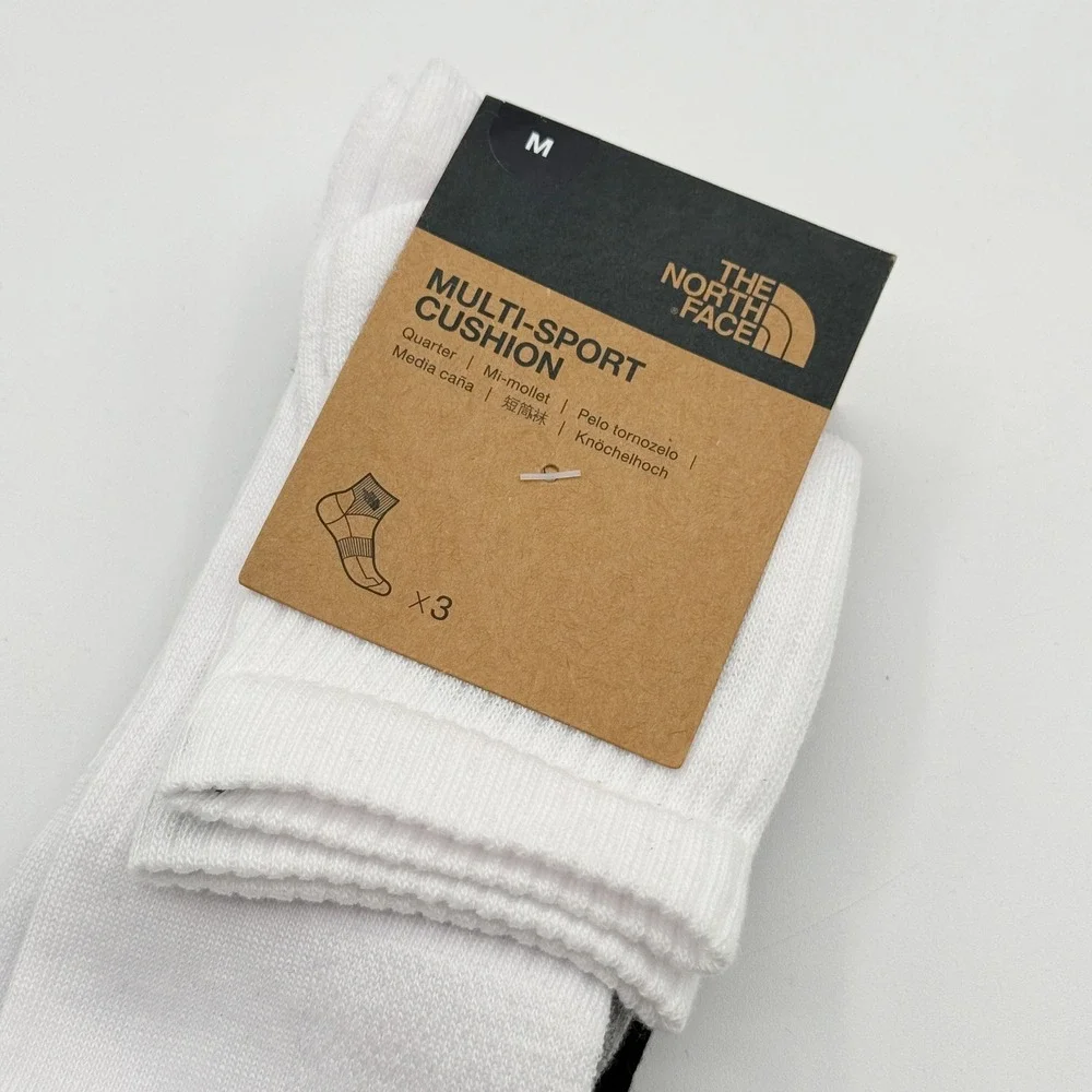 The North Face Cushion Quarter Socks / 3 PACK / Mens Size M (8.5 10) Blk Gry Wht
